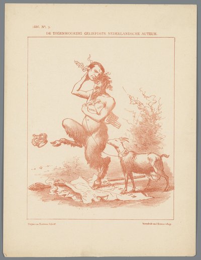 Busken Huet のスポット プリント、1886 年 今日最も愛されているオランダの作家 (オブジェクトのタイトル) 作： Johan Michaël Schmidt Crans
