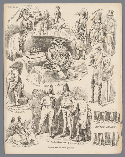 1870年、州総督の開会式の漫画 州の一般的なオープニング (オブジェクトのタイトル) 作： Johan Michaël Schmidt Crans