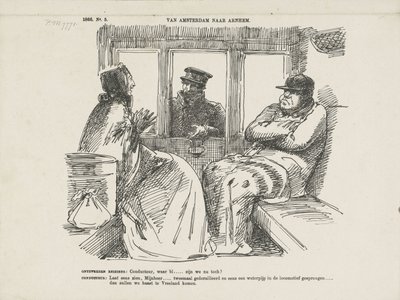 1866 年、Rijnspoorweg での多くの事故の漫画 アムステルダムからアーネムまで（オブジェクトのタイトル） 作： Johan Michaël Schmidt Crans
