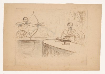 漫画「Heer van Kerkwijkの秩序の動き」の習作、1878年 作： Johan Michaël Schmidt Crans