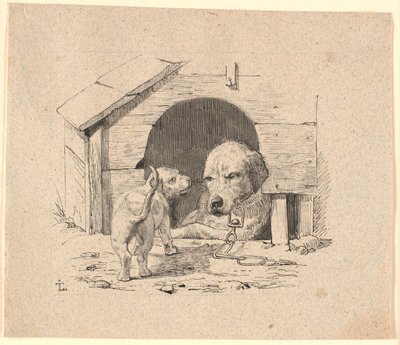 子犬。 Kaalund の「Fables for Children」のイラスト。 シート カタログのコメントを参照してください。 作： Johan Thomas Lundbye
