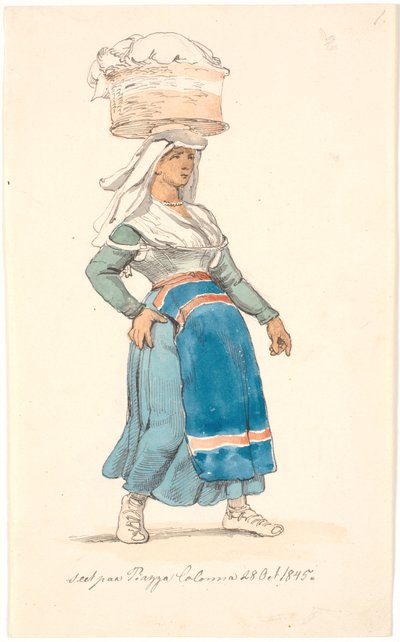 かごを頭にのせたイタリア人女性 作： Johan Thomas Lundbye