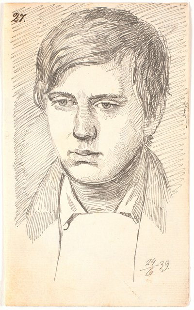 肖像画, の, a, 若者, １, 顔 作： Johan Thomas Lundbye