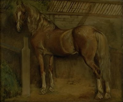ナブストラップ種の 16 歳の種牡馬 作： Johan Thomas Lundbye