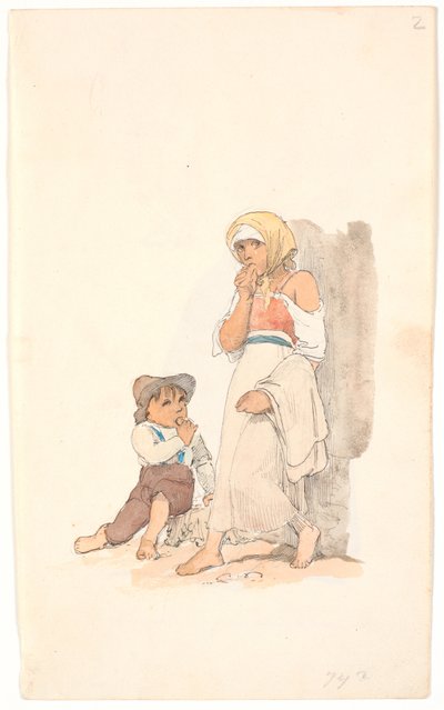 パンをかじる物乞いの子供たち 作： Johan Thomas Lundbye