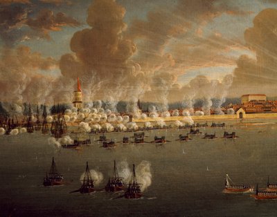 フレデリクスハウンを包囲するグスタフ3世のスウェーデン艦隊、1790年5月20日、Johan Tietrich Schoultz（1754-1807）作、ロシア・スウェーデン戦争、デンマーク人 作： Johan Tietrich Schoultz