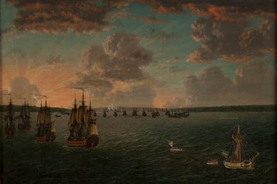 1790年、1791年7月3日のヴィボルグ湾の戦い。 作： Johan Tietrich Schoultz