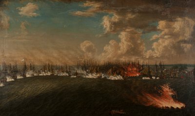 1790年、1791年7月3日のヴィボルグ湾の戦い。 作： Johan Tietrich Schoultz