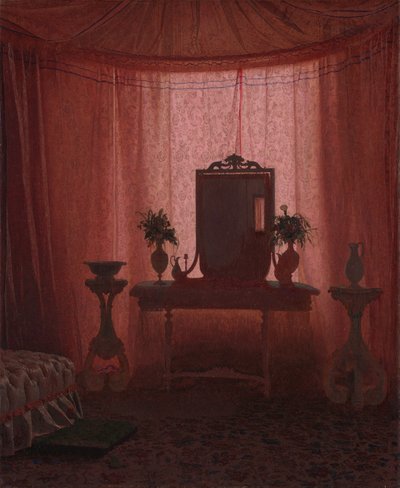 コペンハーゲン近郊のベルンストルフ宮殿の寝室。 1845。 作： Johan Vilhelm Gertner