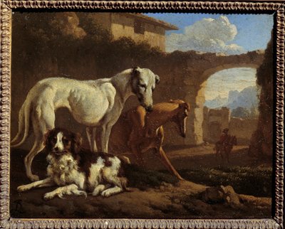 スパニュールと酵母。ヤン・ル・デュック（1627-1676）の絵 Ec.Hol. 作： Johan le Ducq