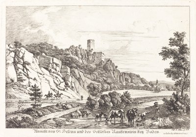 バーデン近くのセントヘレナとラウヘンシュタイン城の眺め 作： Johann Adam Klein