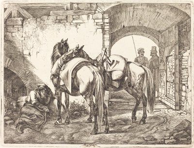 中庭のコサック馬 作： Johann Adam Klein