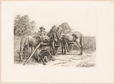 農夫と荷車 作： Johann Adam Klein