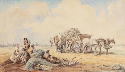 ヨハン・アダム・クライン 馬車と休憩する畑労働者たち 作： Johann Adam Klein