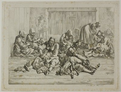 羊の毛刈り 作： Johann Adam Klein