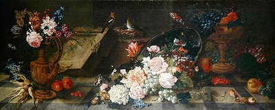 花と果実のある静物画、1785-87年頃（油彩・キャンバス） 作： Johann Amandus Winck