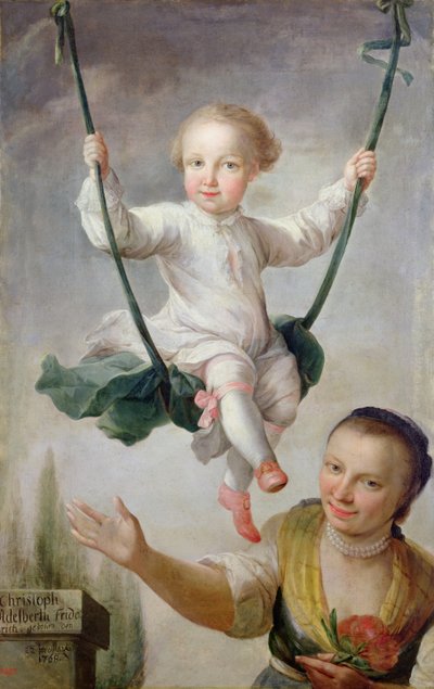 ブランコに乗るクリストフアダルベルトフリードリッヒフォンシュタイン、1768 作： Johann Andreas Herrlein
