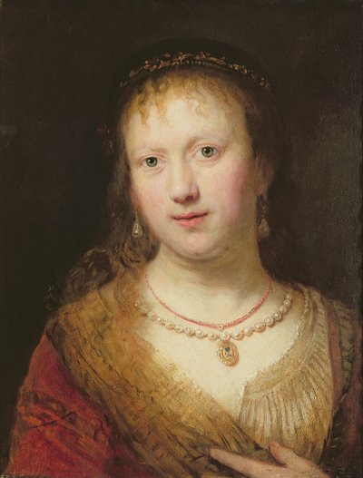 夫のレンブラント・ハーメンスが描いた後のサスキアの肖像画。ヴァン・リグ（1606-69）ヨハン・アンドレアス・ジョセフ・フランケ（1756-1804）（キャンバスに油彩） 作： Johann Andreas Joseph Francke