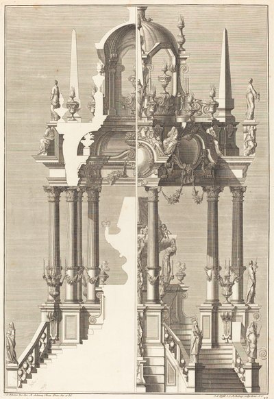カタファルケ 作： Johann Andreas Pfeffel I after Giuseppe Galli Bibiena