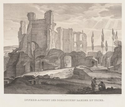 1826年、トリーアのローマ浴場の内部ビュー。 作： Johann Anton Ramboux