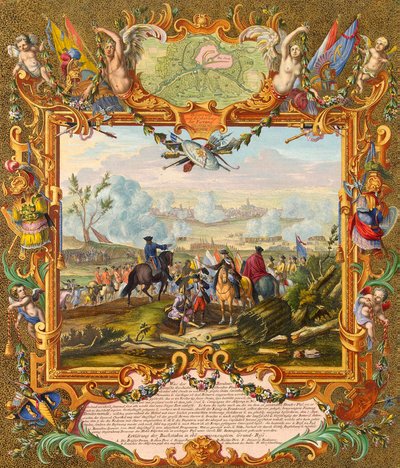 1708 年、18 世紀初頭の連合軍によるオーデナード要塞の占領。 作： Johann August Corvinus