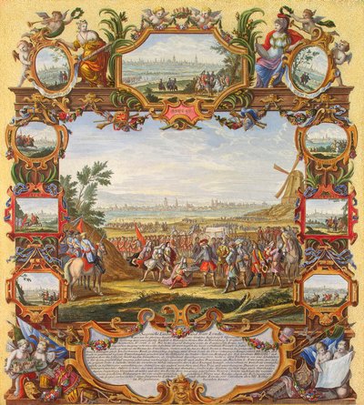 1706 年、18 世紀初頭の連合軍によるフランスのメナン要塞の占領。 作： Johann August Corvinus