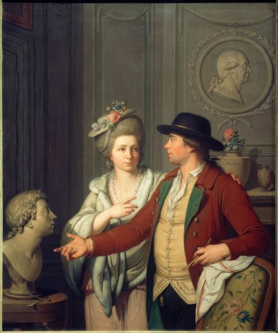 弟の胸像を花嫁に見せるSamuel Nahl氏 作： Johann August Nahl der Jüngere