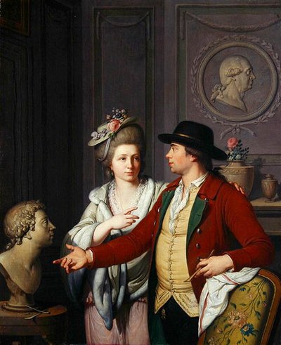 サミュエル・ナール、花嫁に兄の胸像を見せる 作： Johann August the Younger Nahl