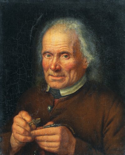 彼のパイプを満たす古い農民 作： Johann Baptist Höchle