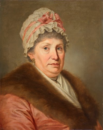 レースのフードと毛皮の襟をつけたブルジョアの女性 作： Johann Baptist Lampi d. Ä.