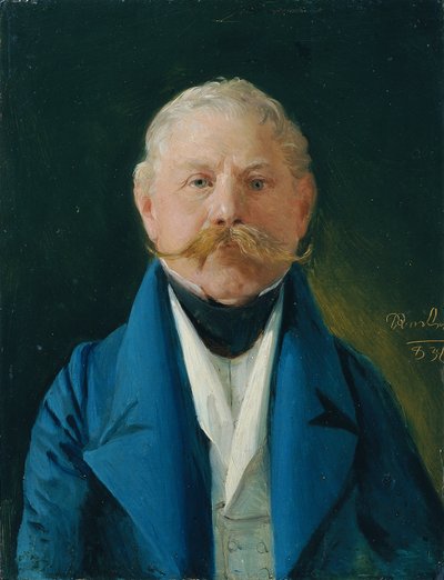 青いコートと白いチョッキの紳士 作： Johann Baptist Reiter