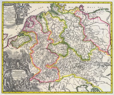 ドイツの水路地図、1720 年頃 (彫刻) 作： Johann Baptista Homann