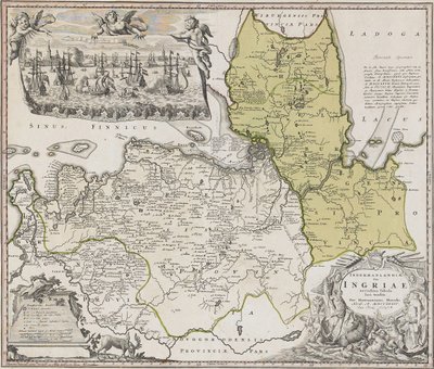サンクトペテルブルクを望むイングリアの地図 作： Johann Baptista Homann