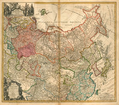 ロシアの地図から、ロシア帝国とタルタリー全体は、アジアと 作： Johann Baptista Homann
