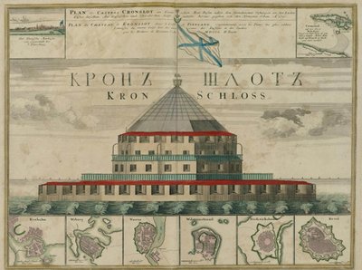 クロンシュタット要塞の計画、1750年 作： Johann Baptista Homann