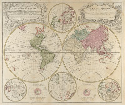 普遍的な地図... Planiglobii terrestris、1746。 作： Johann Baptista Homann