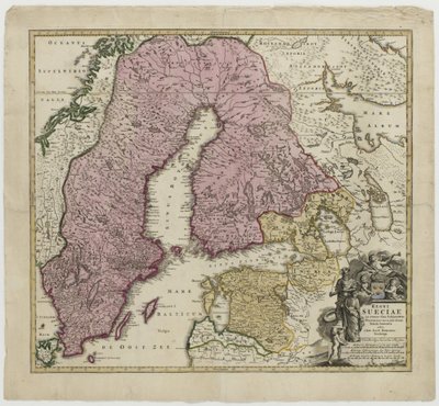 スウェーデン王国、1730年頃 作： Johann Baptista Homann