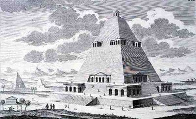 エジプト・テーベ郊外のピラミッド（「歴史的建築の設計」より） 作： Johann Bernhard (after) Fischer von Erlach