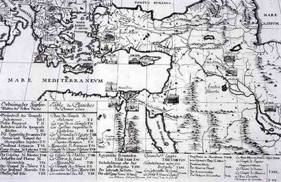 Entwurf einer historischen Architektur」の最初の本に引用されている場所の地図。 作： Johann Bernhard (after) Fischer von Erlach