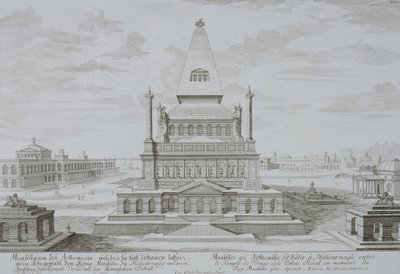 ハリカルナッソスの霊廟、ボドルム、トルコ、「歴史的建造物の設計」、1721年 作： Johann Bernhard Fischer von Erlach