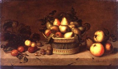 籠の中の果物の静物（パネル） 作： Johann Bouman