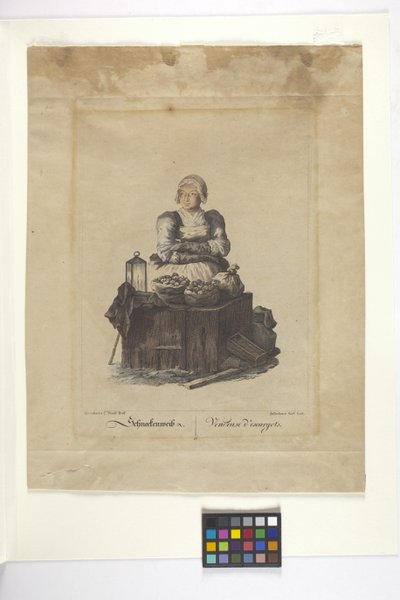 Schneckenweib または Vendeuse Des Escargots (カタツムリの商人) (手描きのエッチング) 作： Johann Christian (after) Brand