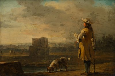 犬を連れた紳士 作： Johann Christian Brand