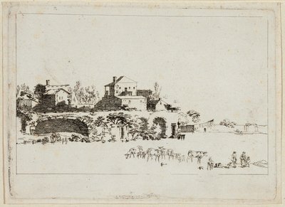 小屋のある風景 作： Johann Christian Brand