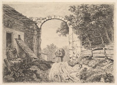 干し草を積んだ少女、ソルボーゲンの外、1817年 作： Johann Christian Erhard
