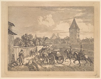 レジメンタル・カソンヌを護衛するロシア・ランサーズ（1816年 作： Johann Christian Erhard