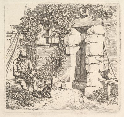 老人と彼のポメラニアン犬、1817年。 作： Johann Christian Erhard