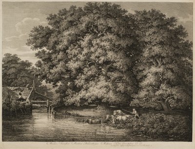 農夫が牛を水の中に追い込む 作： Johann Christian Reinhart