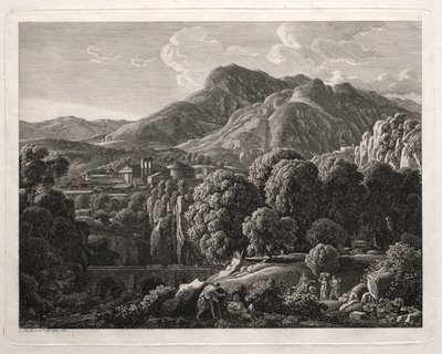 英雄の風景：町と川のある風景 作： Johann Christian Reinhart