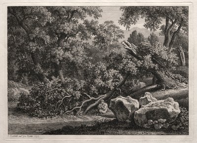 ヒロイックランドスケープ：フルートを演奏するサテュロス、1795年。 作： Johann Christian Reinhart